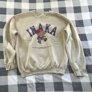 Inaka Power Cream Sweatshirt with Purple Accents Mens size medium